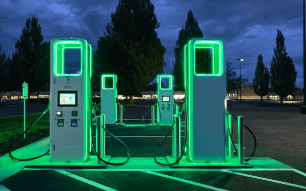 EV Chargers Glowing in the dark